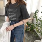 Lettering Print Round-neck Loose-fit Short-sleeve T-shirt