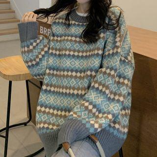 Diamond Pattern Jacquard Sweater