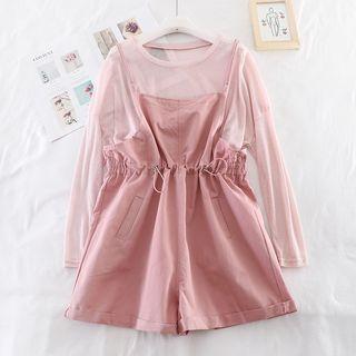 Set: Long-sleeve Top + Wide-leg Playsuit