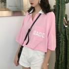 Pocketed Elbow-sleeve Polo Shirt