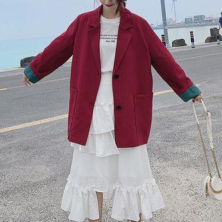 Single-breasted Contrast-color Blazer