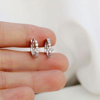 Rhinestone Drop Earring 1 Pair - Flower Zircon Earring - One Size