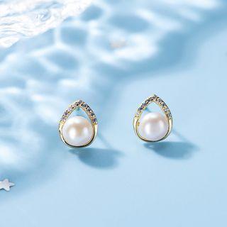 Faux Pearl Ear Stud E194 - 1 Pair - As Shown In Figure - One Size