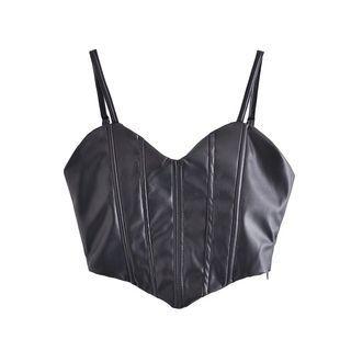 Faux Leather Cropped Corset Top