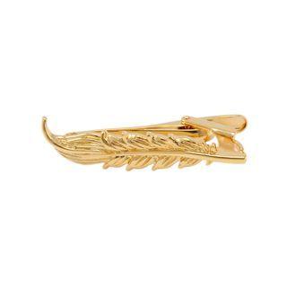 Fashion Simple Plated Gold Feather Tie Clip Golden - One Size