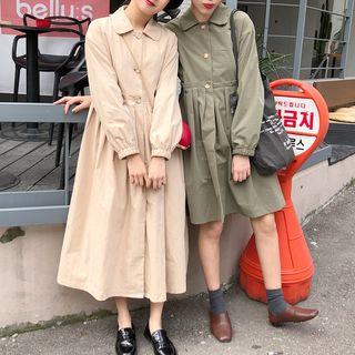 Long-sleeve Shirt Dress / Midi Shirt Dress