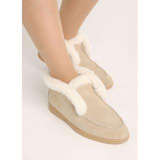 Stitched Shearling Ankle Boots