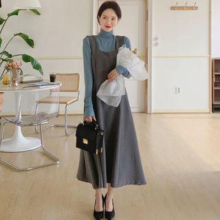 Mock-neck Top / Midi Overall Dress