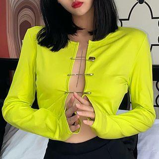Long-sleeve Pin Crop Top