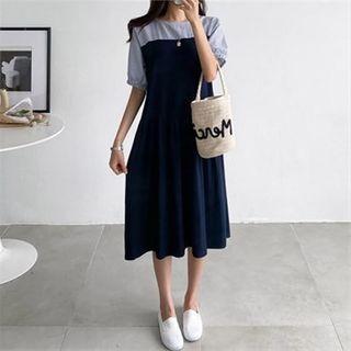 Stripe-panel Two-tone Dress