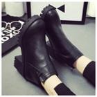 Chunky Heel Faux Leather Ankle Boots