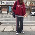 Letter Print Loose Hoodie / Striped Sweatpants