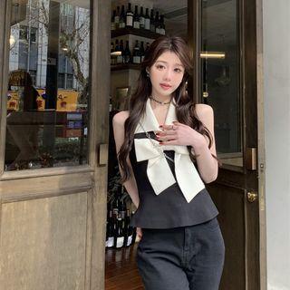 Two Tone Bow Oversize Tank Top