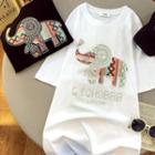 Short-sleeve Rhinestone Elephant T-shirt