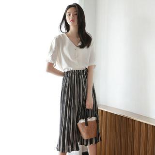 Band-waist Striped Cropped Pants