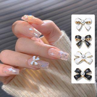 Set Of 2: Bow Faux Pearl Nail Art Decoration