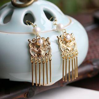 Freshwater Pearl Metal Fringed Earring