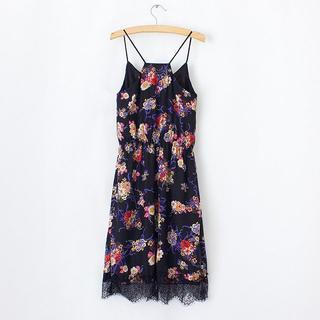 Lace-hem Floral Slipdress