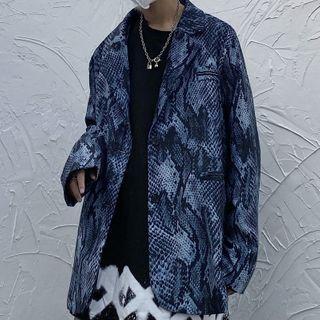 Snake Print Lapel Collar Blazer