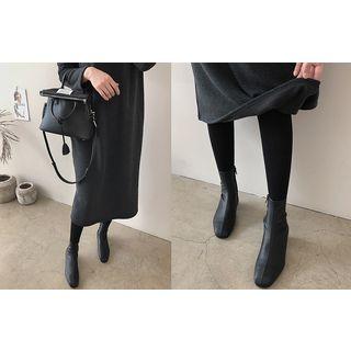Round-neck Fleece-lined Midi Dress