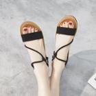 Faux Suede Wedge Flat Sandals