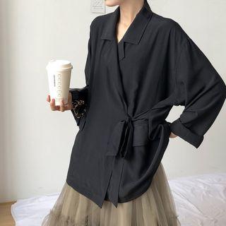 Long-sleeve Plain Bow Blazer