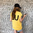 Eu Lettering Cap-sleeve Top