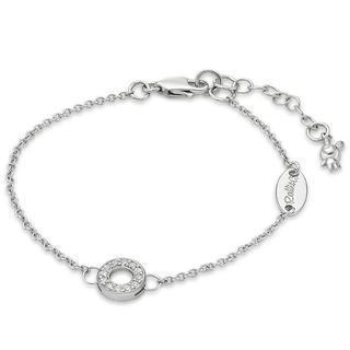 925 Silver Bracelet In Rh. Plated (hearts & Arrow Crystals On Circle) 925 Stering Silver - One Size
