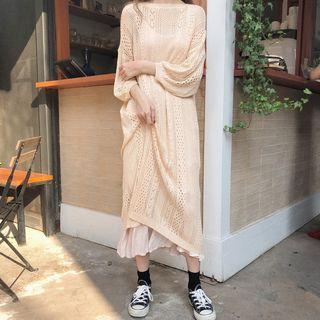 Long-sleeve Knit Midi Dress / Strappy Midi Dress