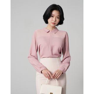 Sheer-yoke Buttonless Blouse