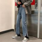 Straight-fit Asymmetric Hem Jeans