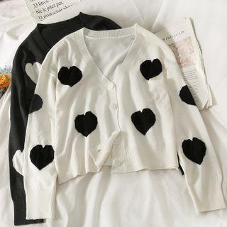 Heart-print Slim-fit Cardigan