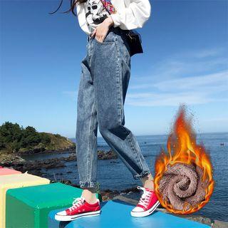 Fleece-lined Cropped Jeans