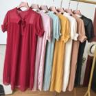 Bow Detail Short-sleeve Shift Dress