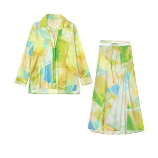 Tie-dyed Shirt / Midi A-line Skirt / Set