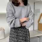 Band-waist Chiffon Floral Skirt Black - One Size