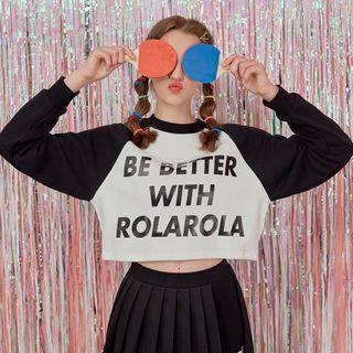 Raglan-sleeve Letter-printed Cropped T-shirt Black - One Size
