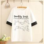 Dolphin Print Round-neck Top