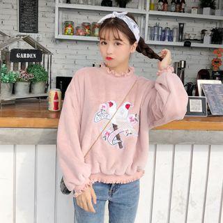 Applique Ruffle Trim Pullover