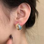 Layered Glaze Alloy Earring Stud Earring - 1 Pair - Silver Stud - Blue & Khaki - One Size