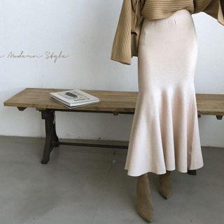 Band-waist Knit Maxi Mermaid Skirt