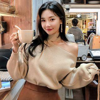 Cutout One Shoulder Long Sleeve Sweater