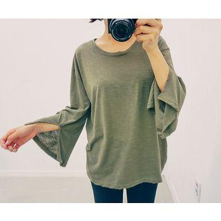 Slit-sleeve Sheer Top