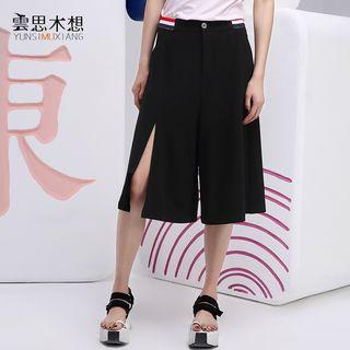 Slit Capri Wide Leg Pants