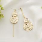Textured Disc Non-matching Drop Earring 1 Pairs - 925 Silver Needle - Gold - One Size