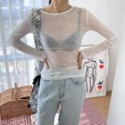 Colored See-through Slim-fit Top