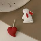 Rabbit Heart Stud Earring Heart + Rabbit- Red - One Size