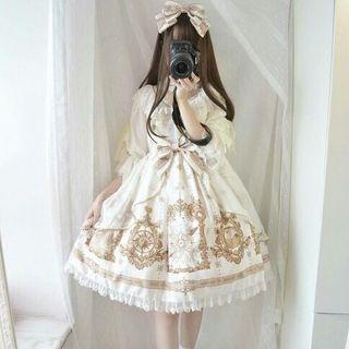 Bow Accent Lace Panel Short-sleeve A-line Dress