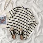 Short-sleeve Striped T-shirt Dress Stripes - Black & White - One Size
