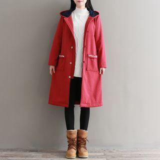 Floral Embroidered Hooded Coat